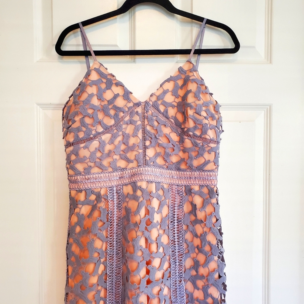 Elliatt Lavender Appliqué Lace Slip Dress